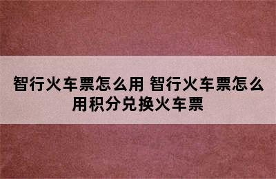 智行火车票怎么用 智行火车票怎么用积分兑换火车票